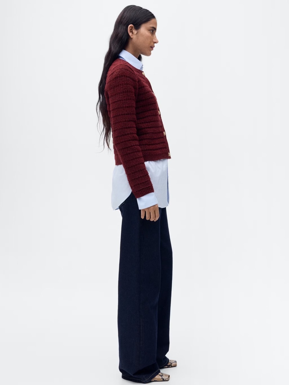 Mango Burgundy Knit cardigan NWT - Picture 5 of 8